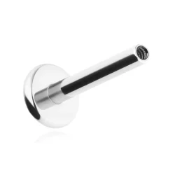 Tytanowy kolczyk labret łezka z białą cyrkonią