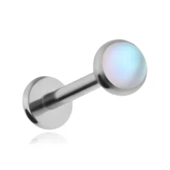 Tytanowy kolczyk labret Frosted Moonstone