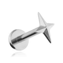 Tytanowy kolczyk labret gwiazda srebrny