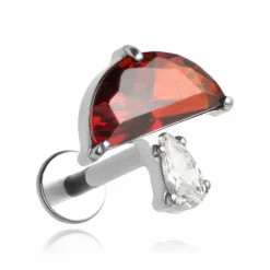 Tytanowy kolczyk labret grzybek - srebrny - TGW-178