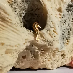 Tytanowy kolczyk labret konik morski - złoty - TGW-169