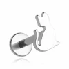 Tytanowy kolczyk labret kot srebrny
