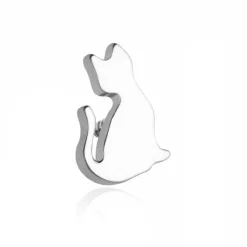 Tytanowy kolczyk labret kot srebrny