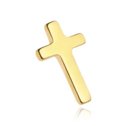 Tytanowy kolczyk labret krzyż - złoty