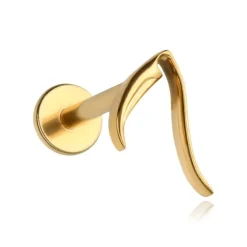 Tytanowy kolczyk labret kosa - złoty - TGW-168