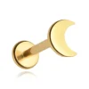 Tytanowy kolczyk labret księżyc - złoty