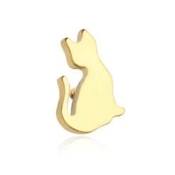 Tytanowy kolczyk labret kot złoty