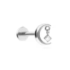 Tytanowy kolczyk labret księżyc z białą cyrkonią - srebrny