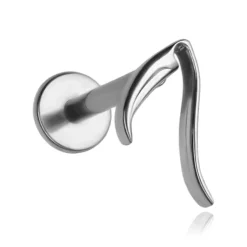 Tytanowy kolczyk labret kosa - srebrny - TGW-168