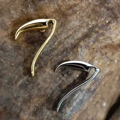 Tytanowy kolczyk labret kosa - srebrny - TGW-168