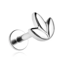 Tytanowy kolczyk labret listek - srebrny - TGW-138