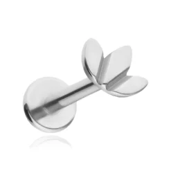 Tytanowy kolczyk labret listki srebrny