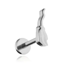 Tytanowy kolczyk labret miotła srebrny