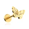 Tytanowy kolczyk labret ćma trupia główka - złoty