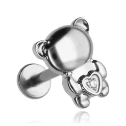 Tytanowy kolczyk labret MIŚ - srebrny - TGW-170