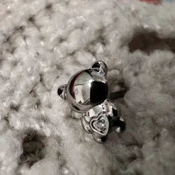 Tytanowy kolczyk labret MIŚ - srebrny - TGW-170