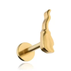 Tytanowy kolczyk labret miotła złota