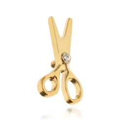 Tytanowy kolczyk labret nożyczki z białą cyrkonią - złote