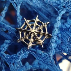 Tytanowy kolczyk labret pajęczyna - srebrny - TGW-156