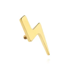 Tytanowy kolczyk labret piorun złoty