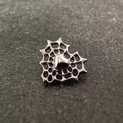 Tytanowy kolczyk labret pajęczyna serce - srebrny - TGW-148