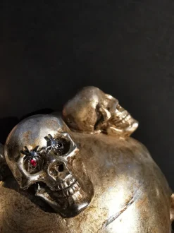 Tytanowy kolczyk labret pająk z czarną cyrkonią - srebrny - TGW-140