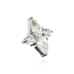 Tytanowy kolczyk labret srebrny z białymi cyrkoniami