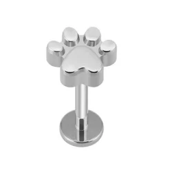 Tytanowy kolczyk labret srebrna łapka