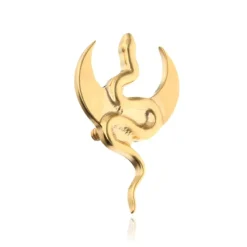 Tytanowy kolczyk labret wąż z księżycem - złoty