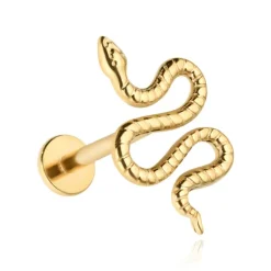 Tytanowy kolczyk labret wąż - złoty - TGW-150