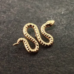 Tytanowy kolczyk labret wąż - złoty - TGW-150