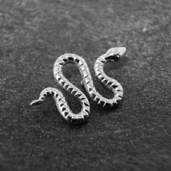 Tytanowy kolczyk labret wąż - srebrny - TGW-150