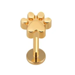 Tytanowy kolczyk labret złota łapka