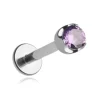 Tytanowy kolczyk labret z fioletową cyrkonią