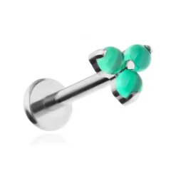 Tytanowy kolczyk labret z zielonym Awenturynem