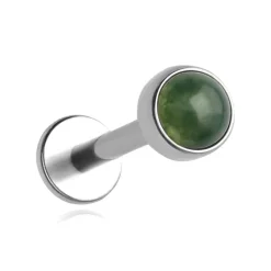 Tytanowy kolczyk labret z Agatem Mszystym