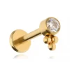 Tytanowy kolczyk labret z białą cyrkonią - złoty