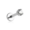 Tytanowy kolczyk labret z białą cyrkonią