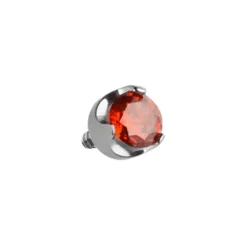 Tytanowy kolczyk labret z czerwoną cyrkonią