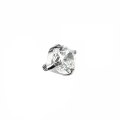 Tytanowy kolczyk labret z białą cyrkonią