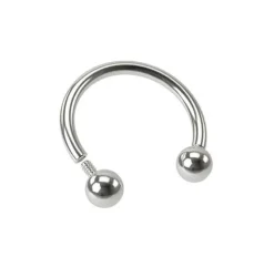Tytanowy kolczyk podkowa - srebrna - gwint wewnętrzny - TKP-002