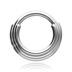 Tytanowy kolczyk potrójny clicker - srebrny - TK-096