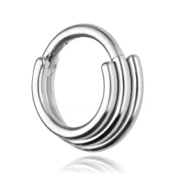 Tytanowy kolczyk potrójny clicker - srebrny - TK-096