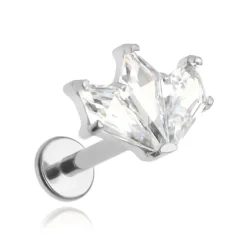 Tytanowy kolczyk z białymi cyrkoniami - srebrny - TGW-127