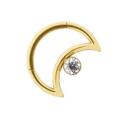 Tytanowy księżyc z cyrkonią złoty - TK-065