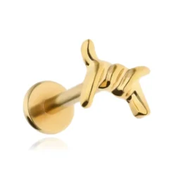 Tytanowy labret drut kolczasty - złoty