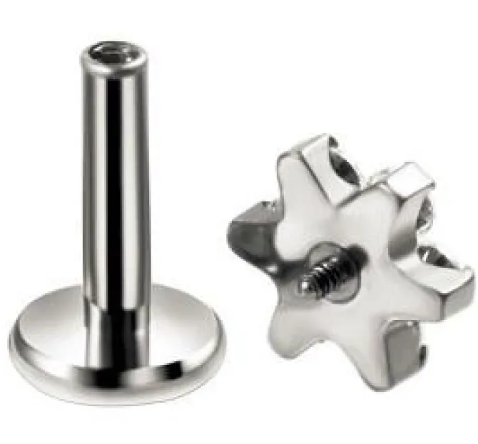 Tytanowy labret kwiat z opalem - gwint wewnętrzny -TGW-001-4