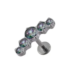 Tytanowy labret ozdobny - Vitrail Medium cyrkonie - TGW-079