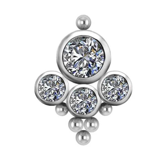 Tytanowy labret ozdobny - Premium Zirconia - biały - TGW-070