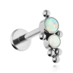 Tytanowy labret ozdobny - jasno niebieski opal OP17 - TGW-077
